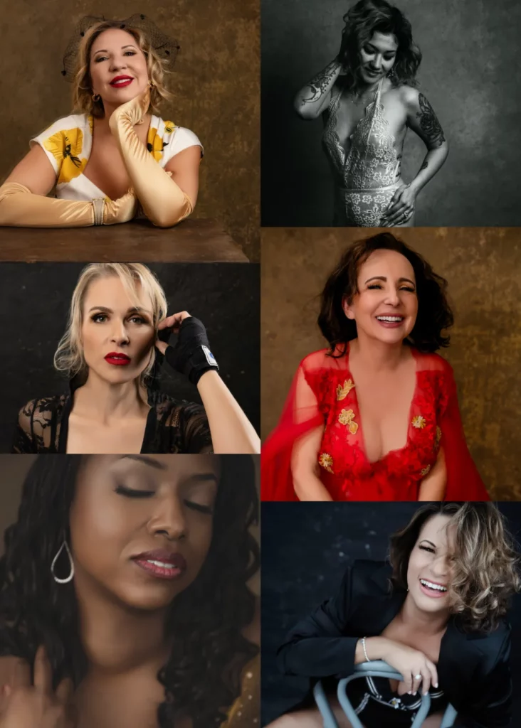 a collage of image of women over 40 sharing their story through portrait photography women's portrait experience Austin